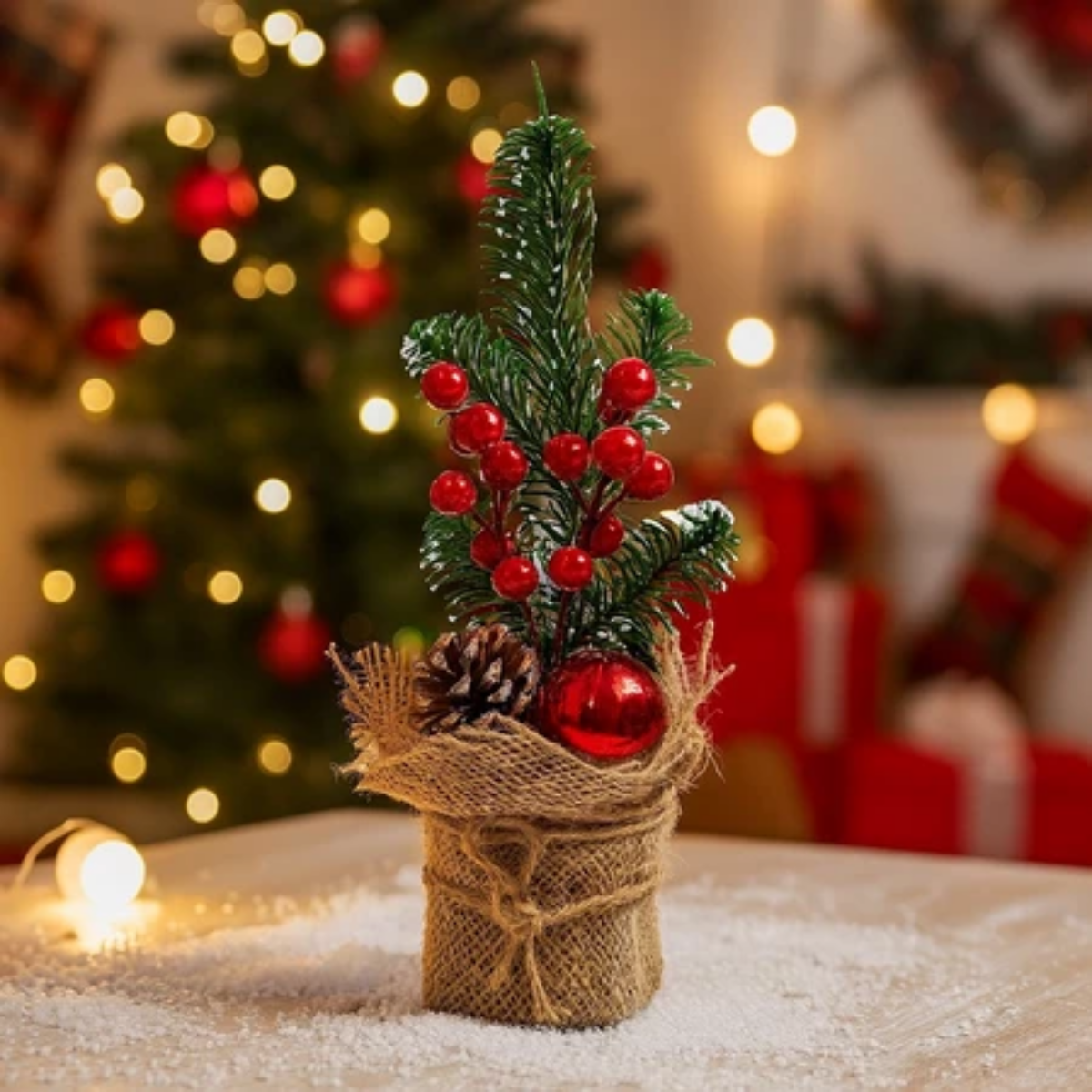 Enfeite De Natal Mini Arranjo Pinho Para Mesa 20cm - Casa Elège - Casa Elège