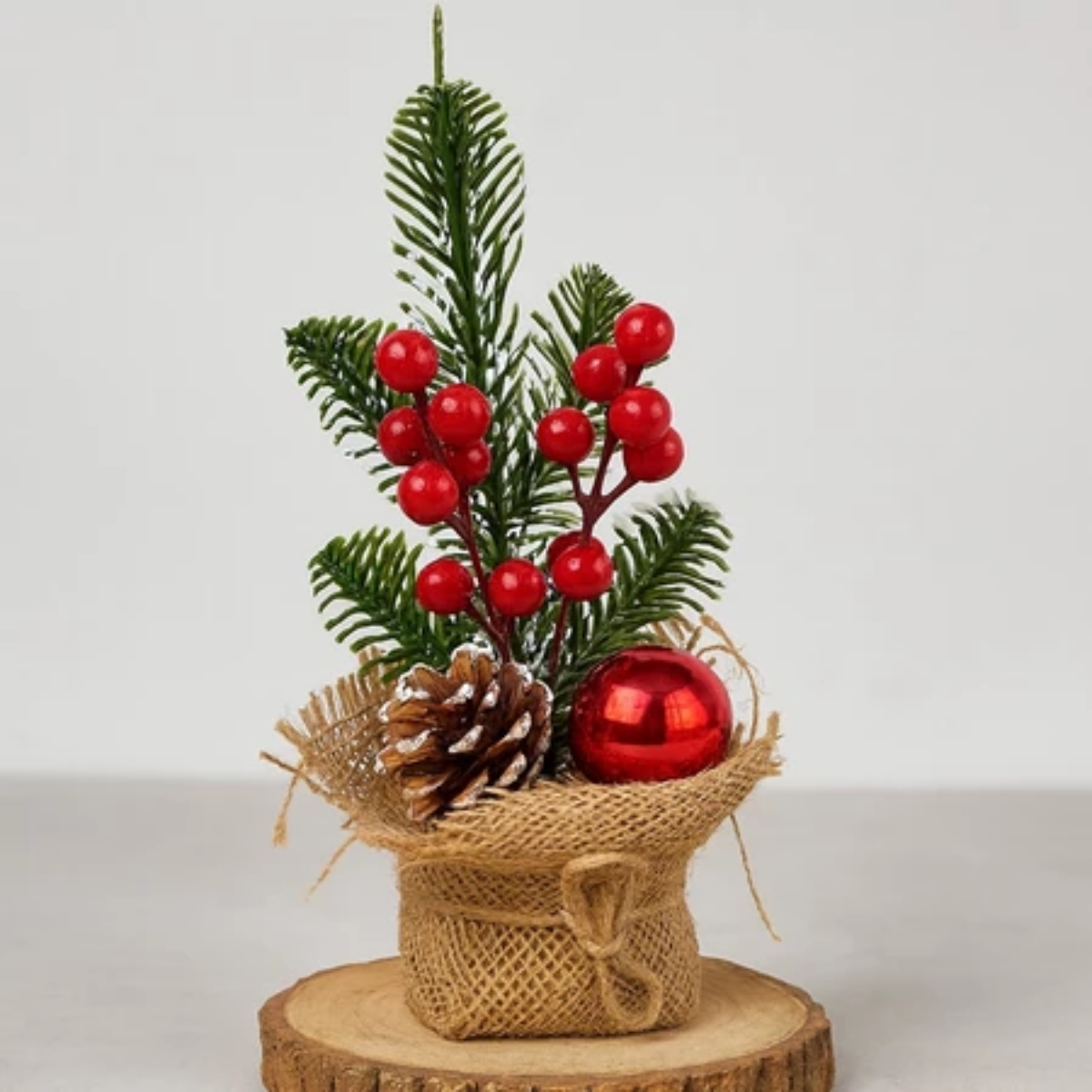 Enfeite De Natal Mini Arranjo Pinho Para Mesa 20cm - Casa Elège - Casa Elège