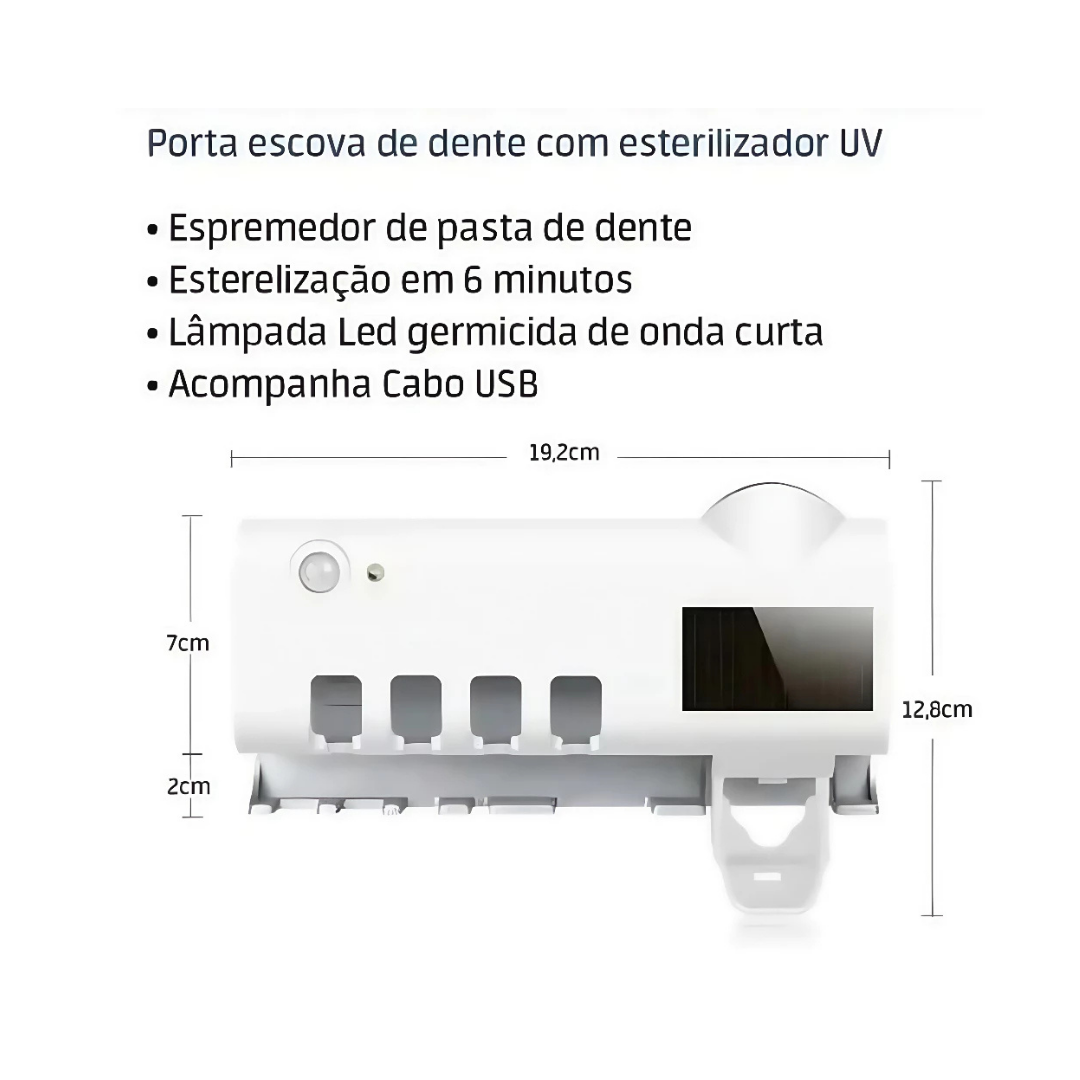 Porta Escova de Dentes com Esterilizador UV - Casa Elège