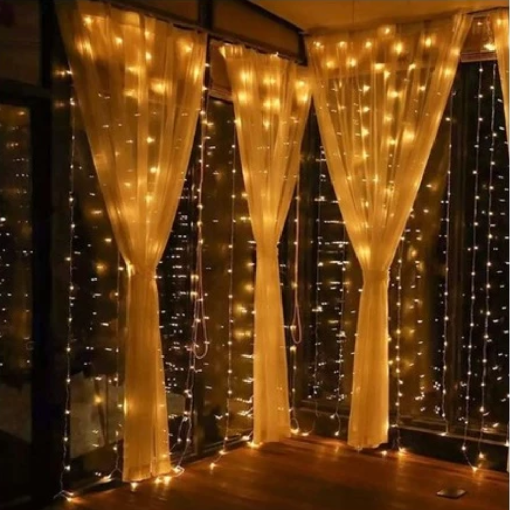 Cortina de Luz LED 3x3m 300 Leds – Iluminação Decorativa Natalina - Casa Elège