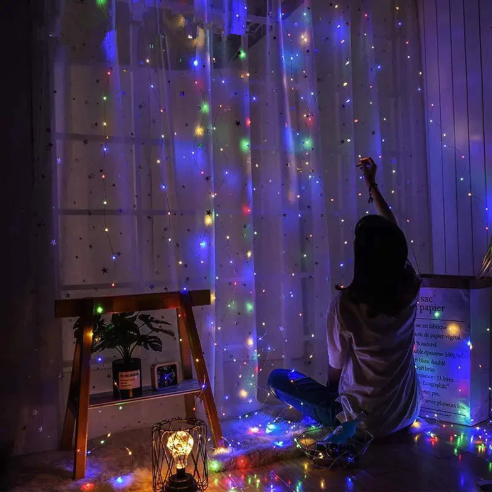 Cortina de Luz LED 3x3m 300 Leds – Iluminação Decorativa Natalina - Casa Elège