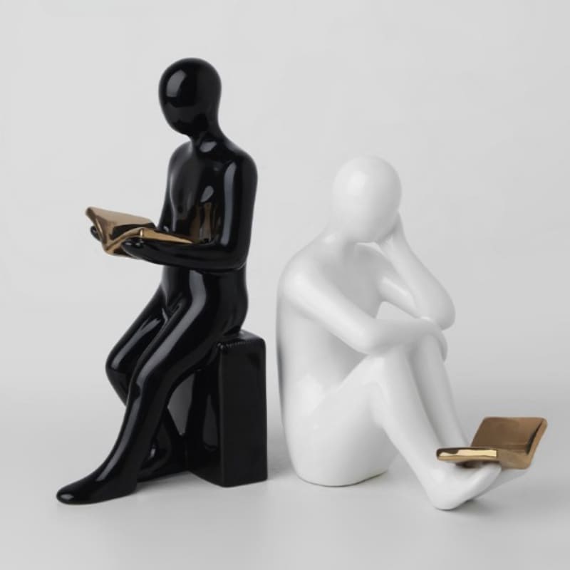 Aparador de Livros Bibliocanto Cerâmica Decorativo - Preto e Branco Casa Elège