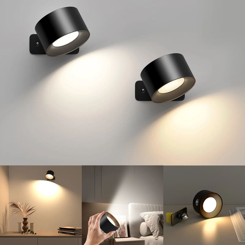 Arandela de Parede LED Bifocal Recarregável Compacta - Casa Elège