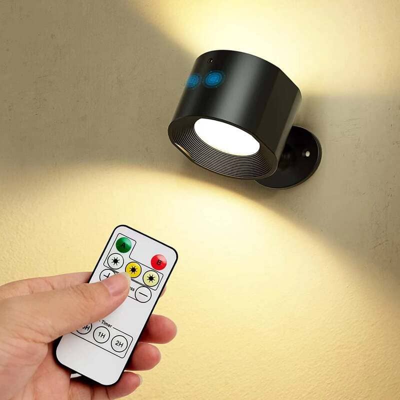 Arandela de Parede LED Bifocal Recarregável Compacta - Preto Casa Elège