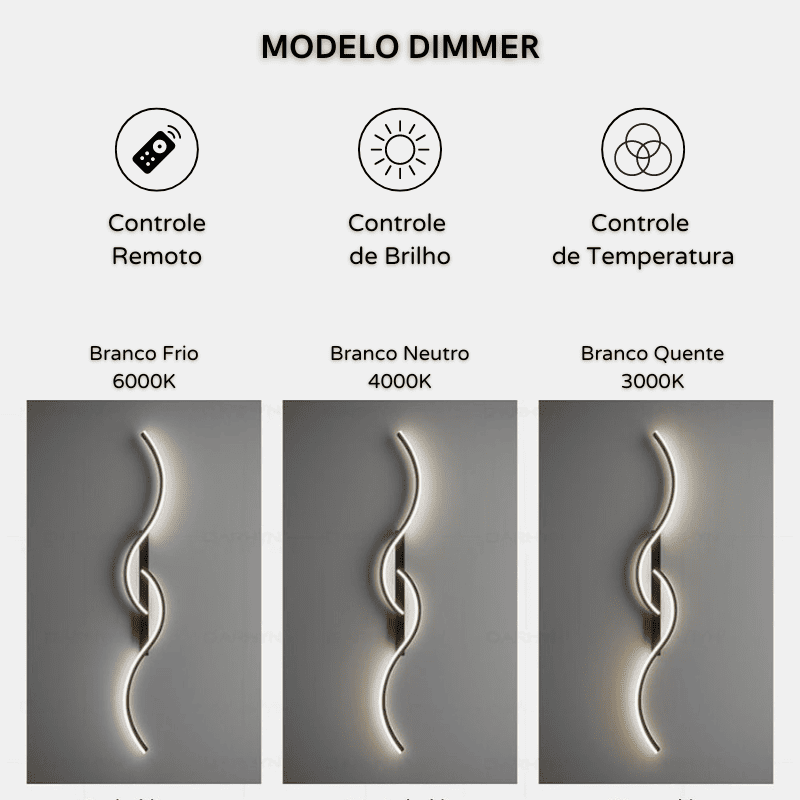 Arandela de Parede LED Minimalista Moderna com Dimmer - Casa Elège