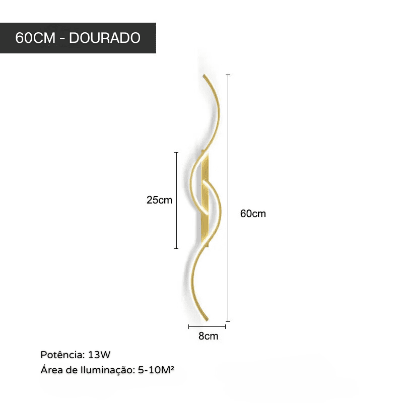 Arandela de Parede LED Minimalista Moderna com Dimmer - Dourado 60cm Casa Elège