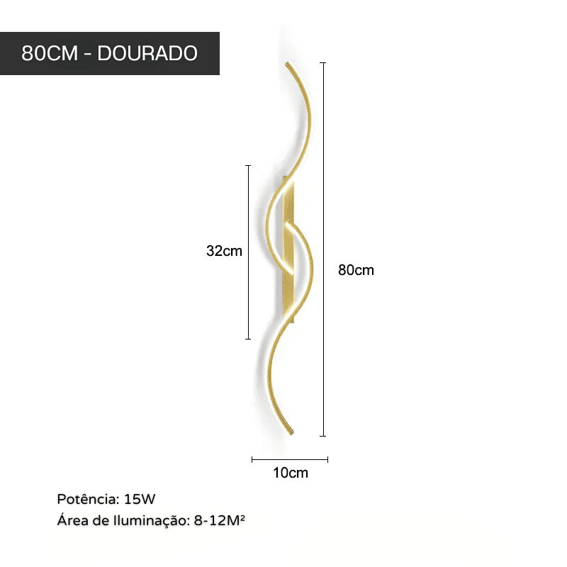 Arandela de Parede LED Minimalista Moderna com Dimmer - Dourado 80cm Casa Elège