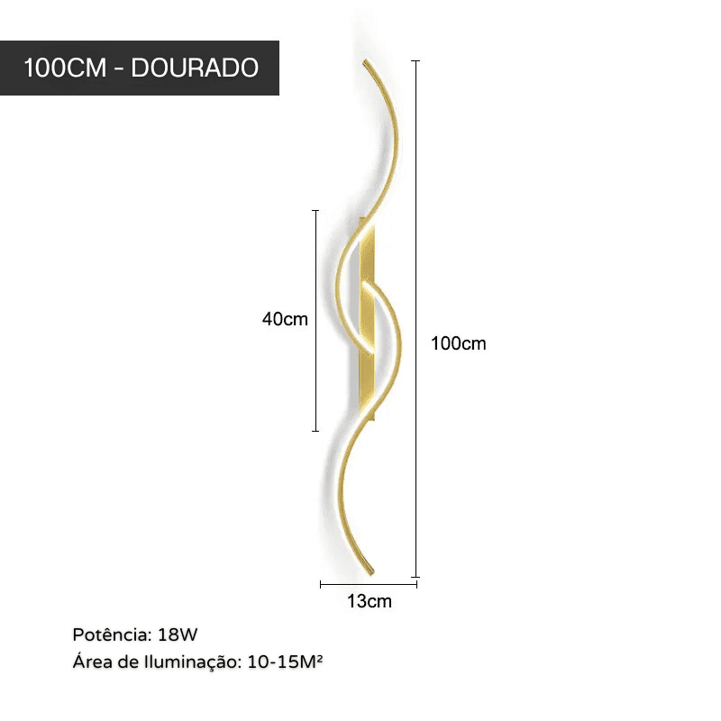 Arandela de Parede LED Minimalista Moderna com Dimmer - Dourado 100cm Casa Elège