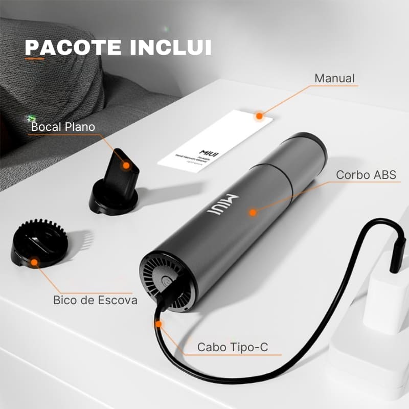 Aspirador Portátil Sem Fio com Filtro Lavável e Prático - Casa Elège