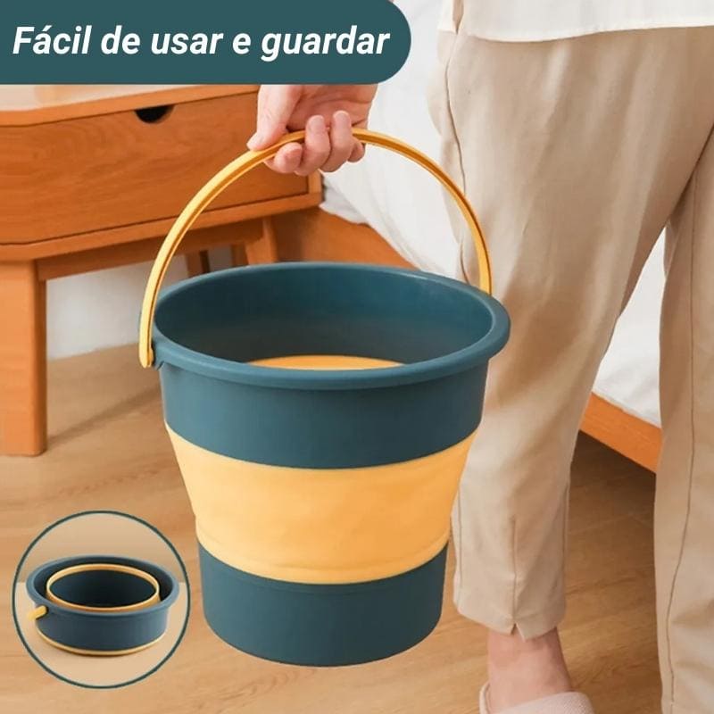 Balde Retrátil Dobrável 10L/17L – Versátil e Funcional - Amarelo 17 litros Casa Elège