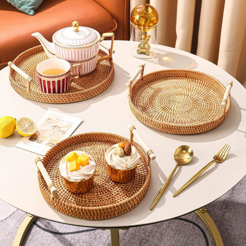 Bandeja Redonda de Vime – Artesanal e Elegante - Casa Elège