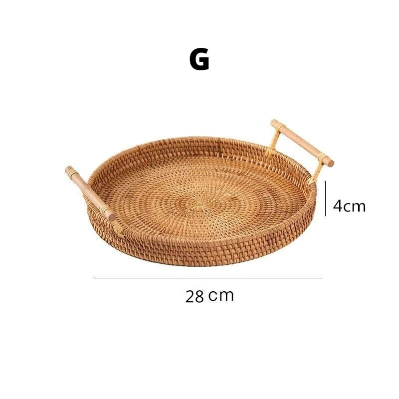 Bandeja Redonda de Vime – Artesanal e Elegante - G - 28cm Casa Elège