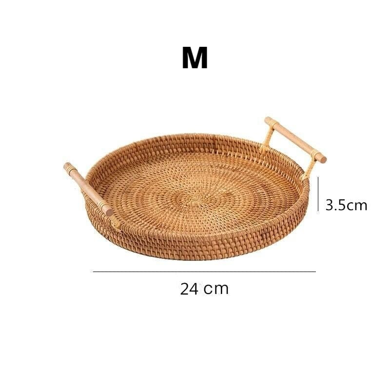 Bandeja Redonda de Vime – Artesanal e Elegante - M - 24cm Casa Elège