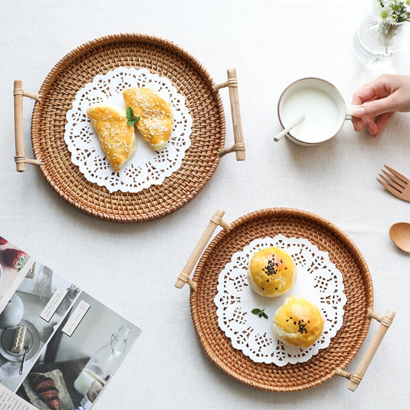 Bandeja Redonda de Vime – Artesanal e Elegante - Casa Elège