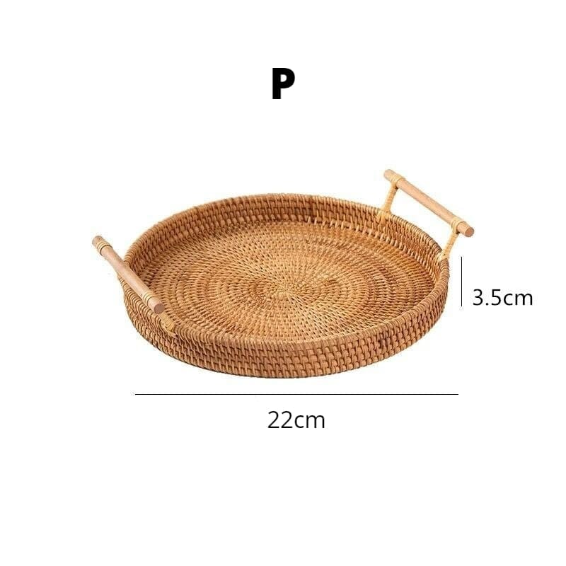 Bandeja Redonda de Vime – Artesanal e Elegante - P - 22cm Casa Elège
