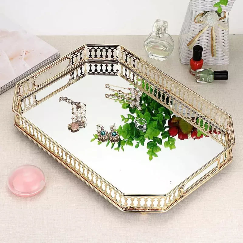 Bandeja Decorativa Retangular com Espelho - Casa Elège