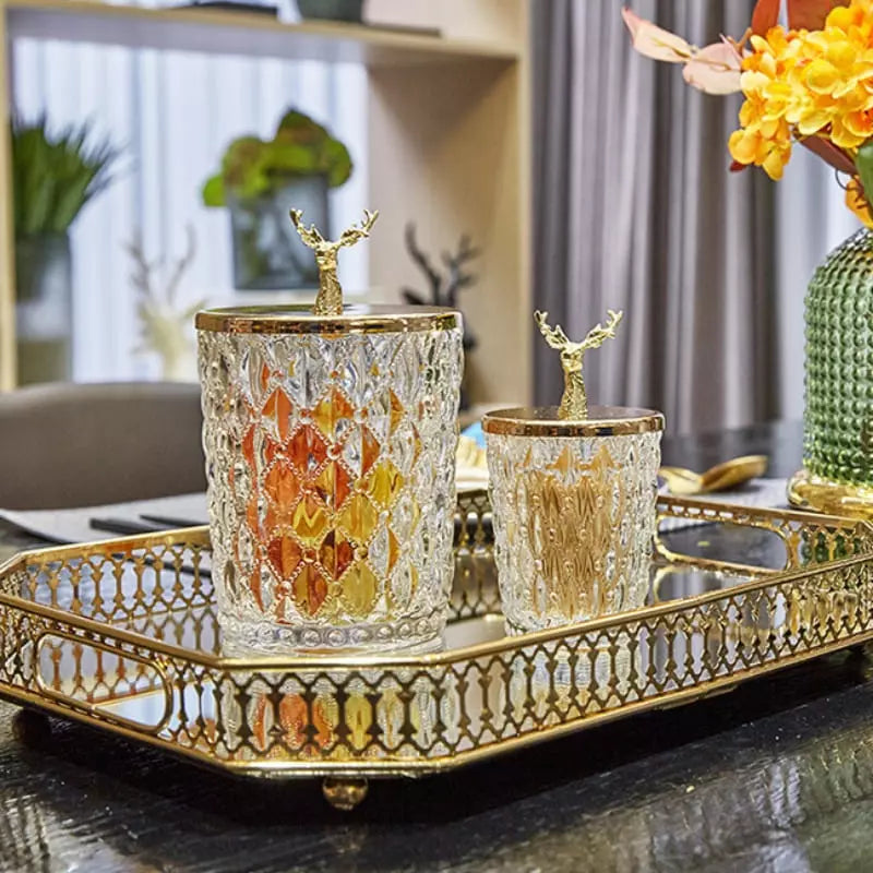 Bandeja Decorativa Retangular com Espelho - Casa Elège