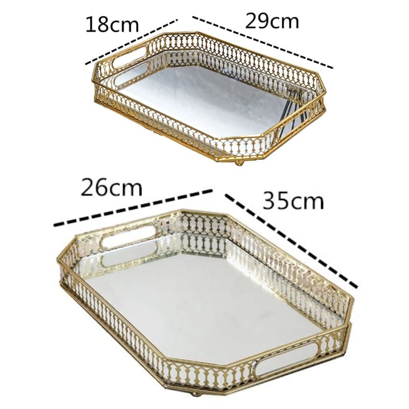 Bandeja Decorativa Retangular com Espelho - Casa Elège