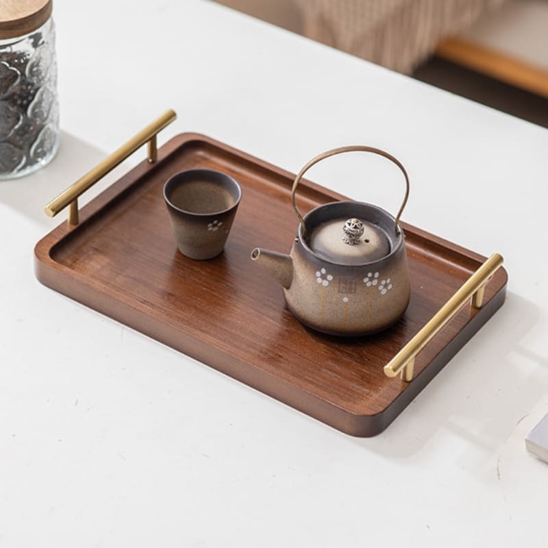 Bandeja Retangular de Madeira com Alça – Praticidade e Estilo - Grande (35.5cm x 23.5cm) Casa Elège