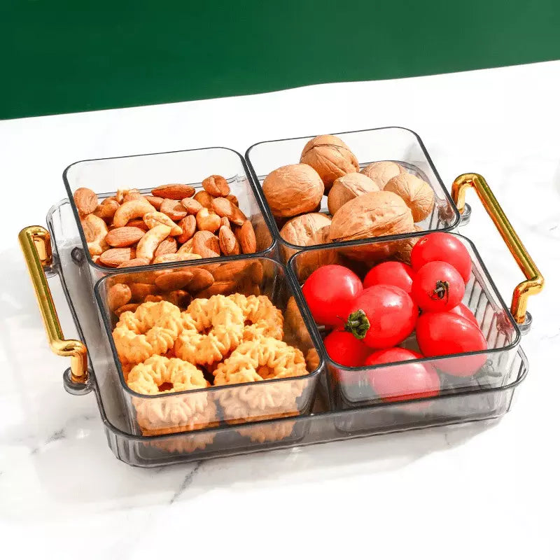 Bandeja de Lanche com Potes – Organização e Conforto - 4 Potes Cinza Casa Elège