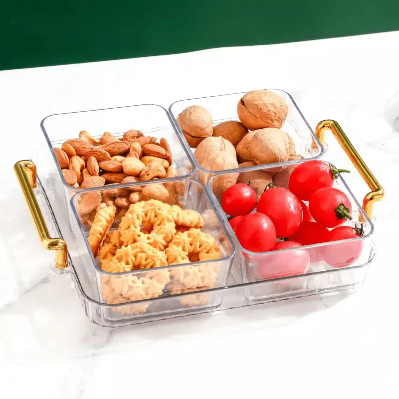 Bandeja de Lanche com Potes – Organização e Conforto - 4 Potes Transparente Casa Elège