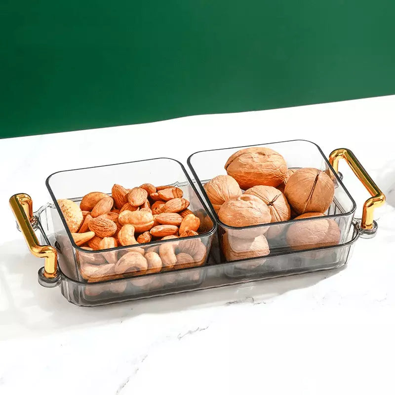 Bandeja de Lanche com Potes – Organização e Conforto - 2 Potes Cinza Casa Elège