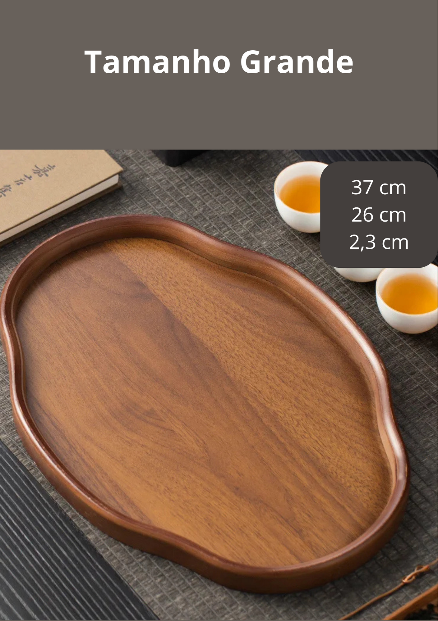 Bandeja de Madeira Decorativa – Estilo Atemporal - Grande 37X26X2.3CM Casa Elège
