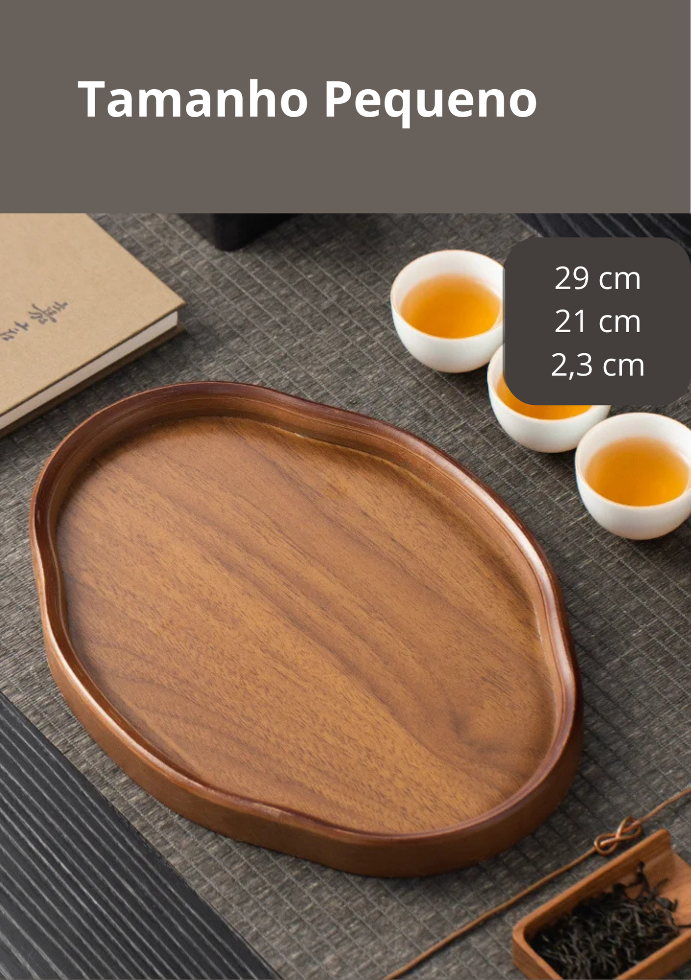 Bandeja de Madeira Decorativa – Estilo Atemporal - Pequeno 29X21X2.3CM Casa Elège