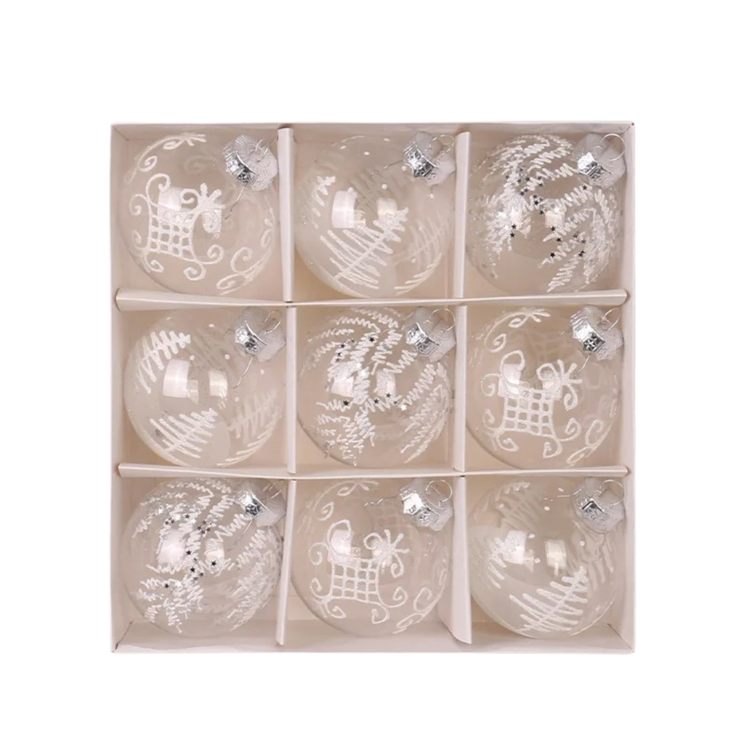 Bolas de Natal 9 Peças Transparentes - Estilo Natalino - Transparente 8cm Casa Elège