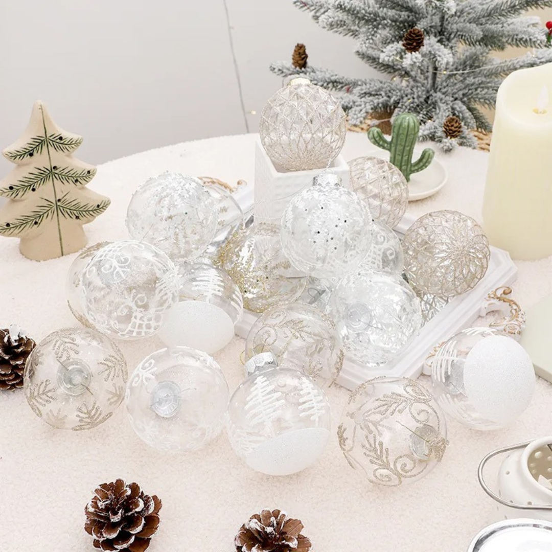 Bolas de Natal 9 Peças Transparentes - Estilo Natalino - Casa Elège