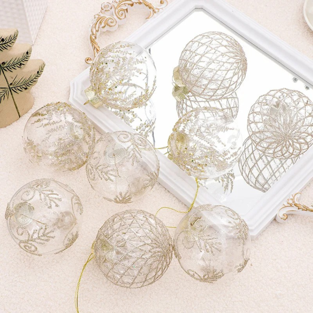 Bolas de Natal 9 Peças Transparentes - Estilo Natalino - Casa Elège