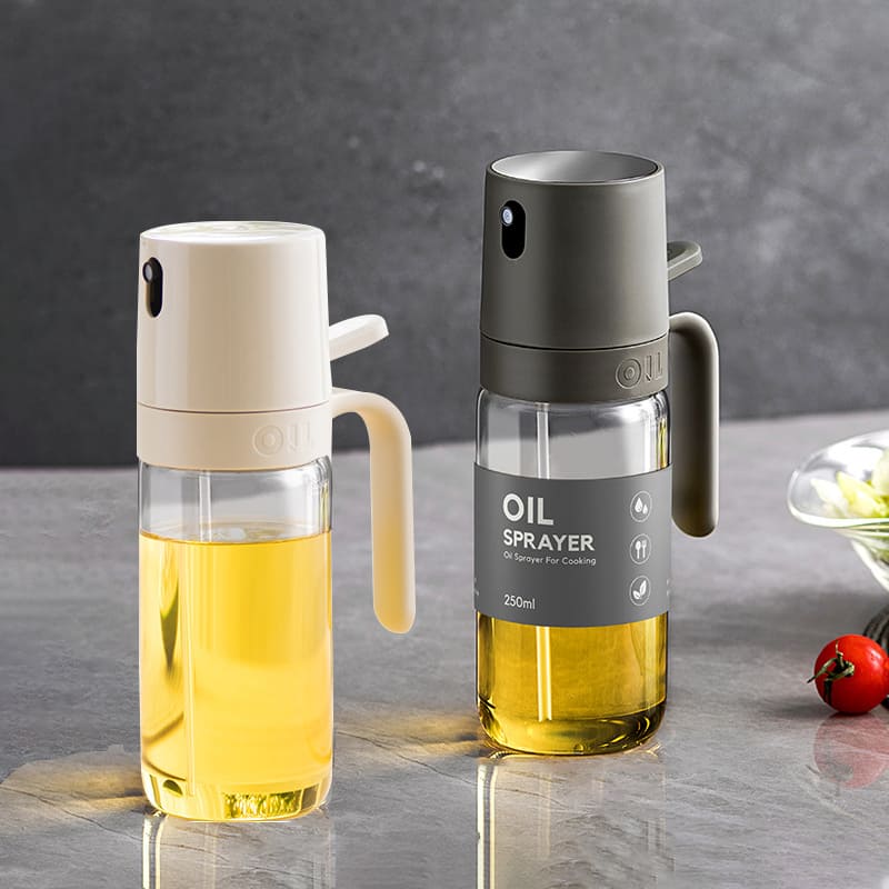 Borrifador de Azeite em Vidro Borossilicato 280ml - Kit Branco e Cinza - 2 Unidades | 15% OFF Casa Elège