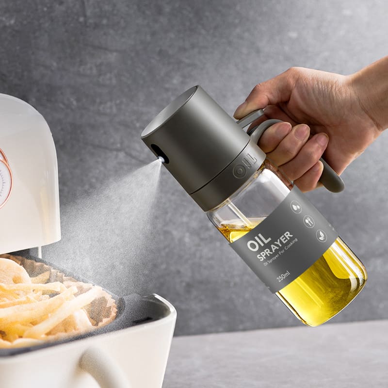Borrifador de Azeite em Vidro Borossilicato 280ml - Cinza - 1 Unidade Casa Elège