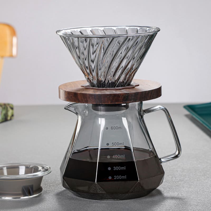 Bule de Café em Vidro Borossilicato com Coador V60 - Casa Elège - Conjunto (Bule 600ml + Coador) Casa Elège