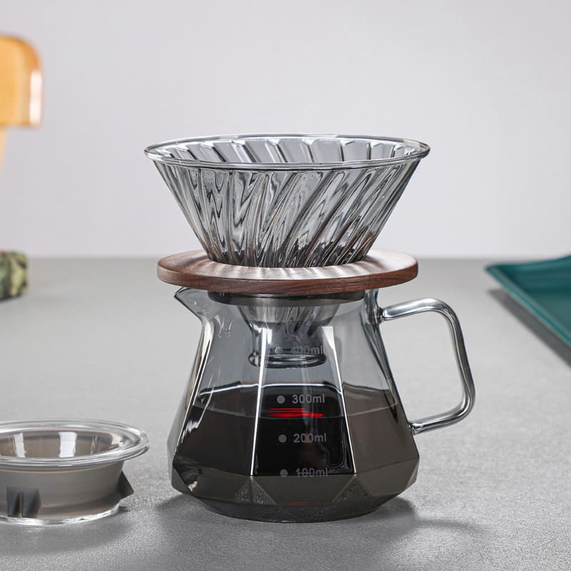 Bule de Café em Vidro Borossilicato com Coador V60 - Casa Elège - Conjunto (Bule 400ml + Coador) Casa Elège