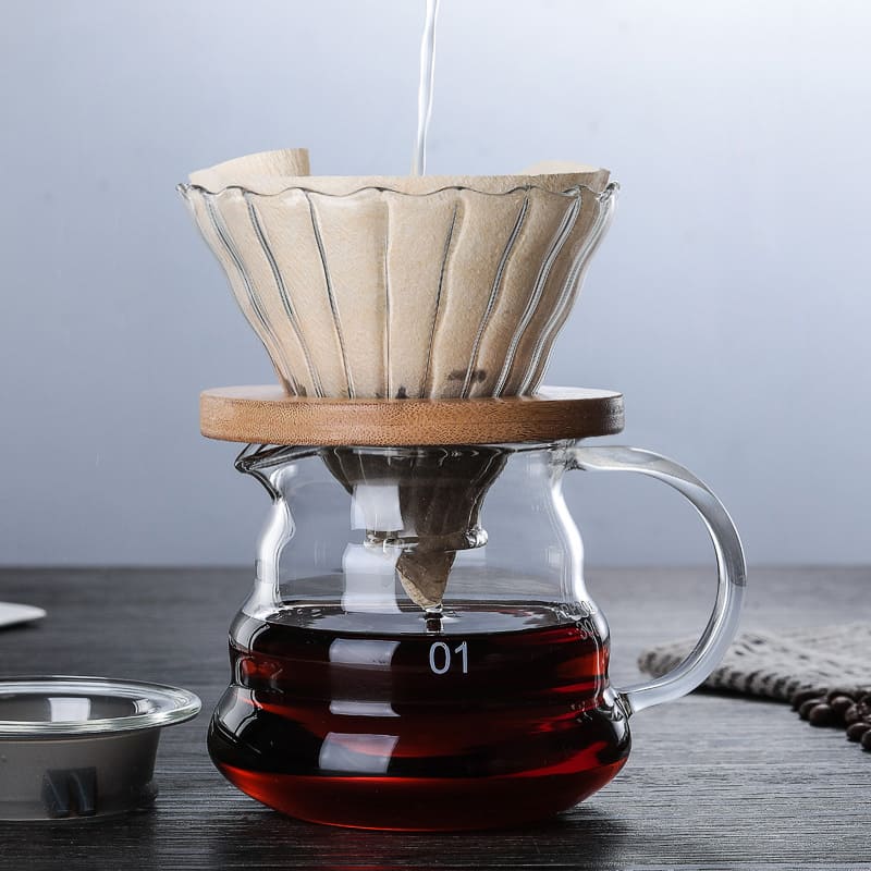 Bule de Café em Vidro Borossilicato com Coador V60 - Conjunto (Bule 300ml + Coador) Casa Elège