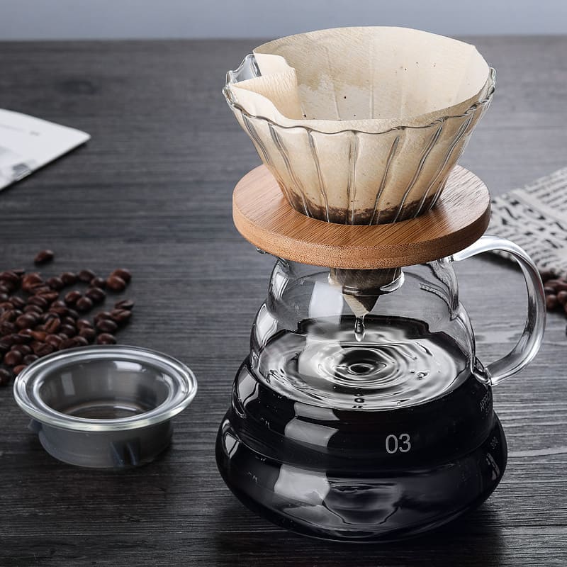 Bule de Café em Vidro Borossilicato com Coador V60 - Casa Elège