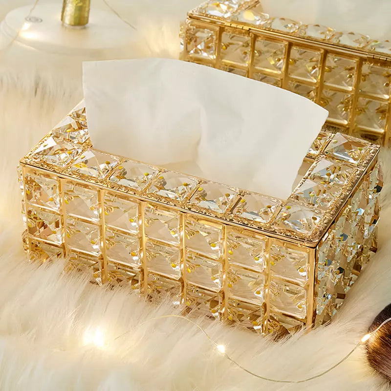 Caixa Porta Lenços Umedecidos e Lenços de Papel Luxo - Dourado Casa Elège