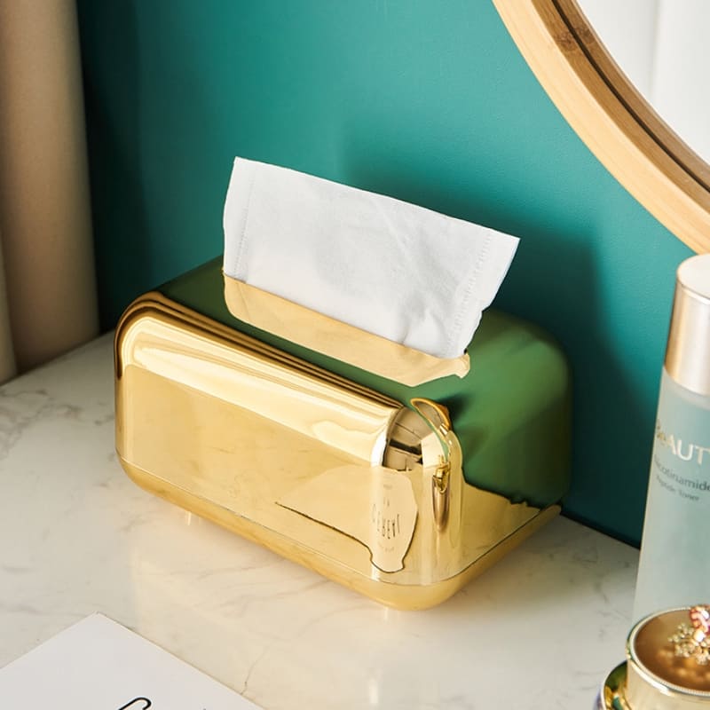 Caixa Porta Lenços Umedecidos Cromada Dourado - Casa Elège