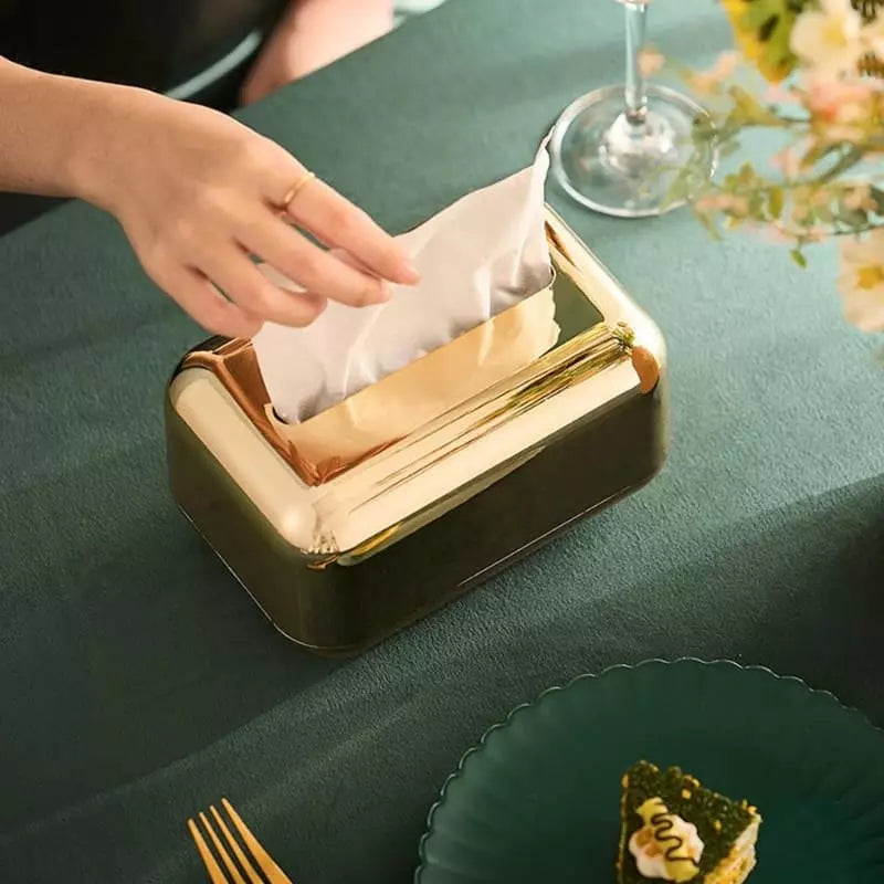Caixa Porta Lenços Umedecidos Cromada Dourado - Casa Elège