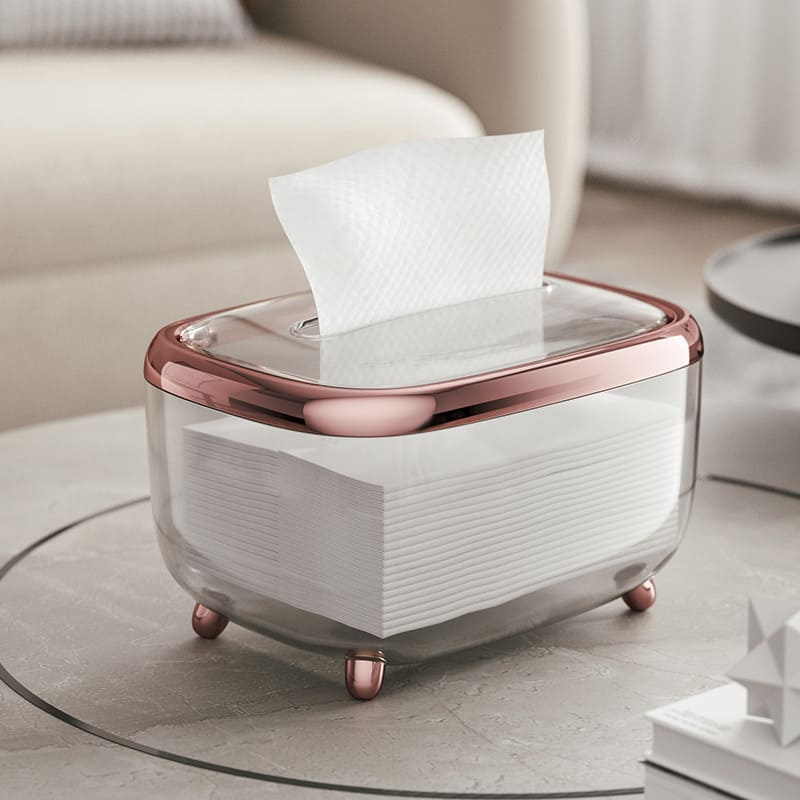 Caixa Porta Lenços Umedecidos Transparente com Prata - Rose Casa Elège
