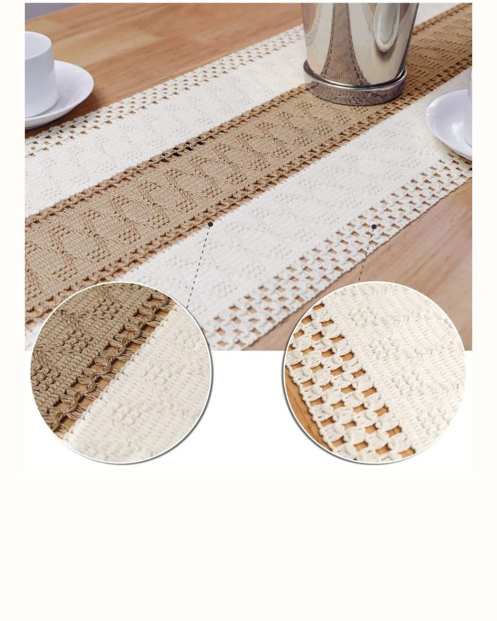 Caminho de Mesa Boho em Algodão Crochê Rústico Artesanal - Casa Elège