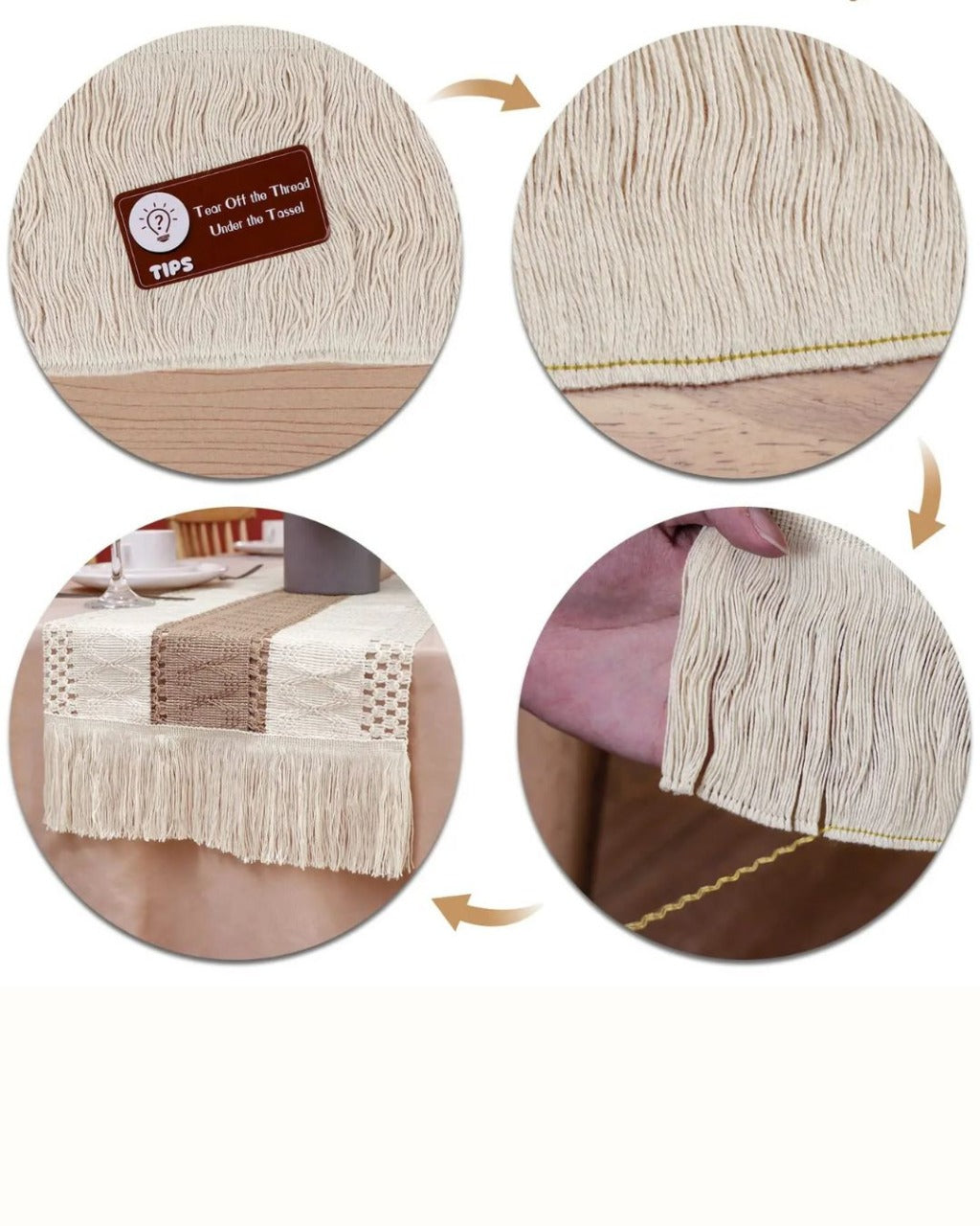 Caminho de Mesa Boho em Algodão Crochê Rústico Artesanal - Casa Elège