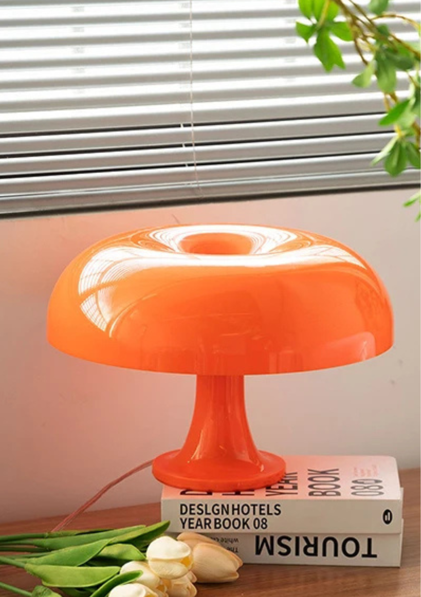 Candeeiro de Mesa Cogumelo USB com Três Modos de Luz - Laranja Casa Elège