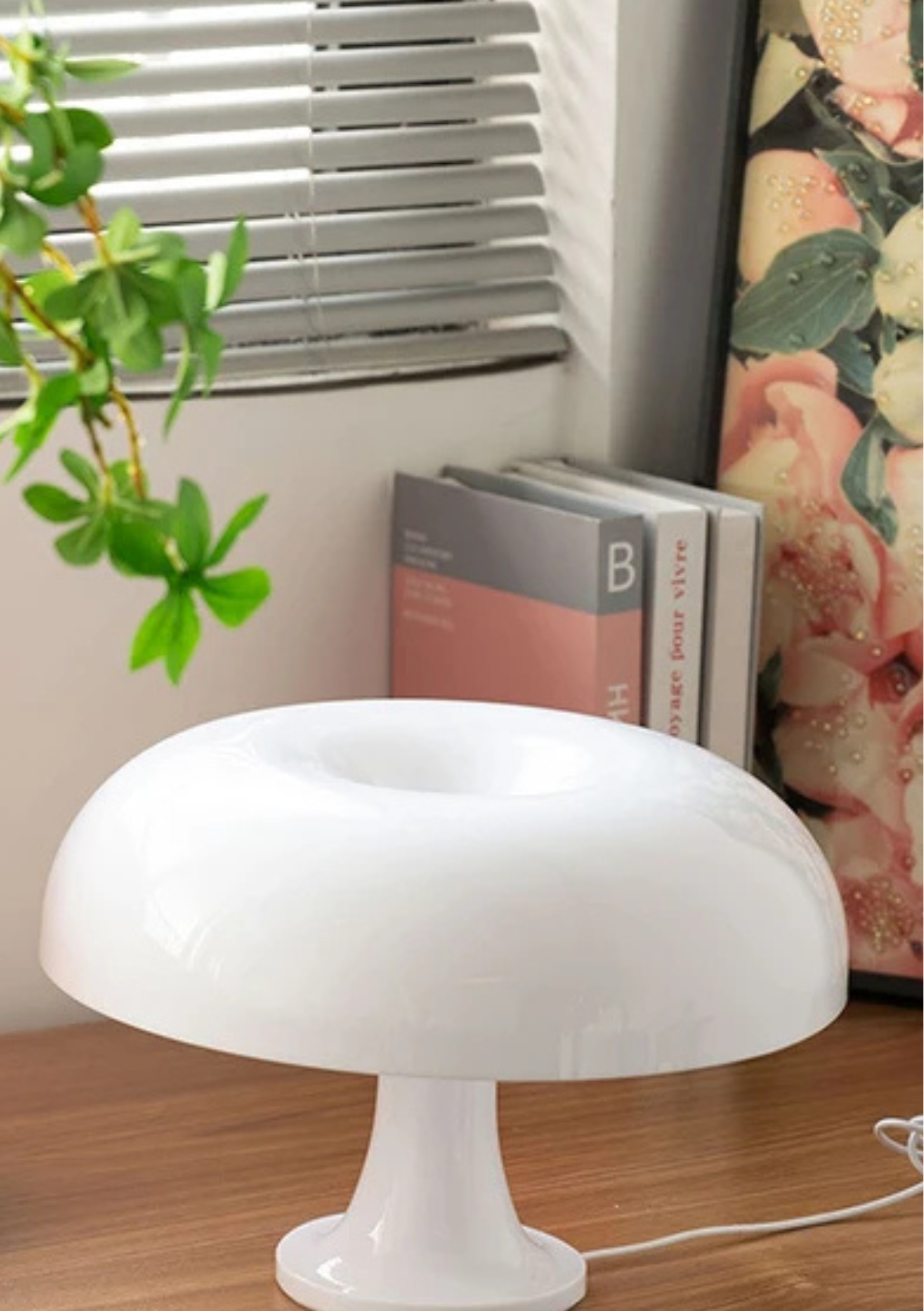 Candeeiro de Mesa Cogumelo USB com Três Modos de Luz - Marfim Casa Elège