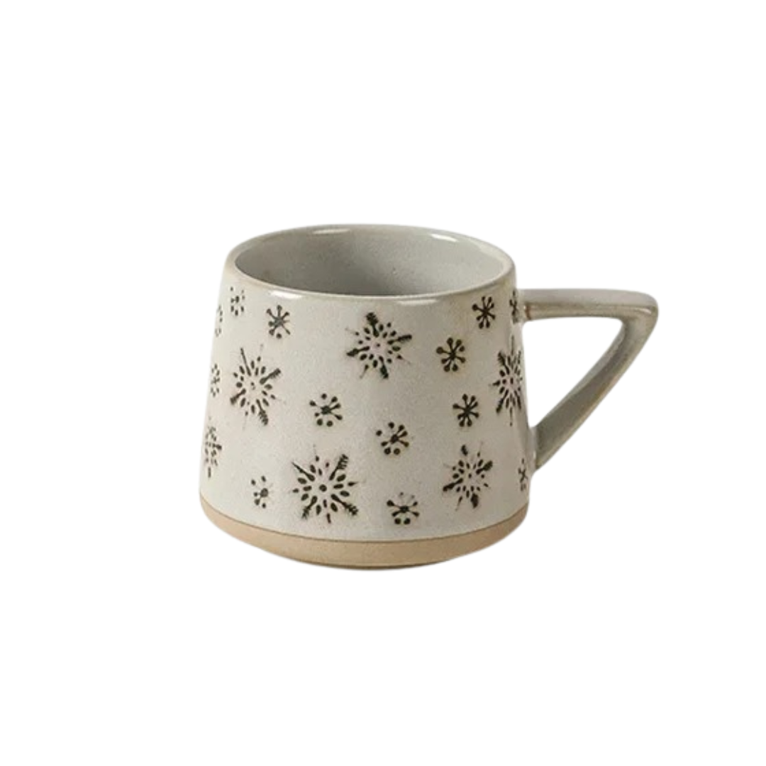Caneca Natalina de Cerâmica com Alça Resistente ao Calor - Floco de Neve 300ML Casa Elège