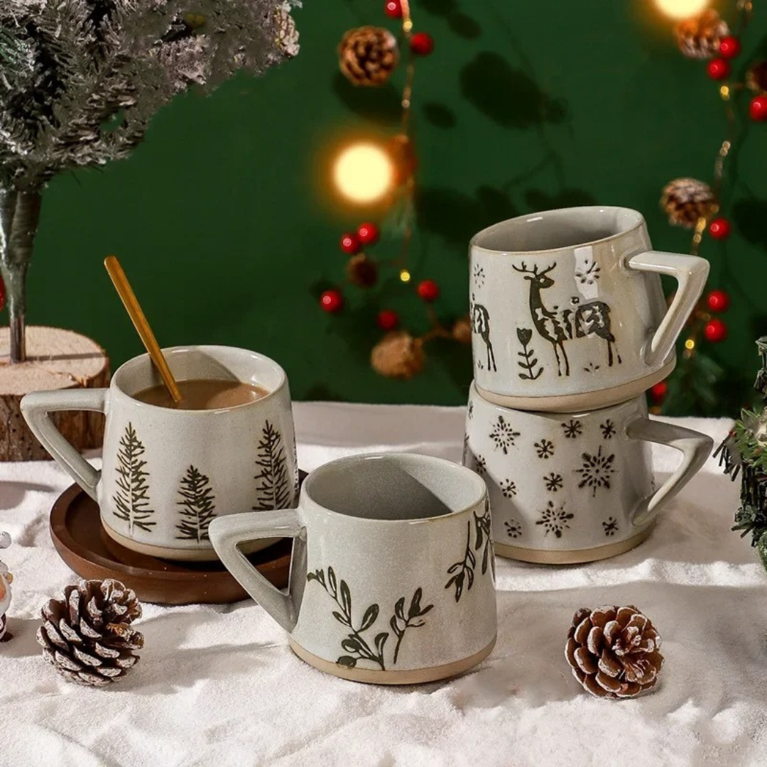 Caneca Natalina de Cerâmica com Alça Resistente ao Calor - Casa Elège