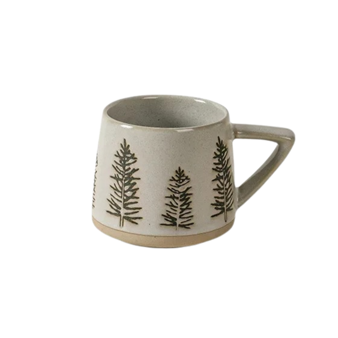 Caneca Natalina de Cerâmica com Alça Resistente ao Calor - Pinheiros 300ML Casa Elège