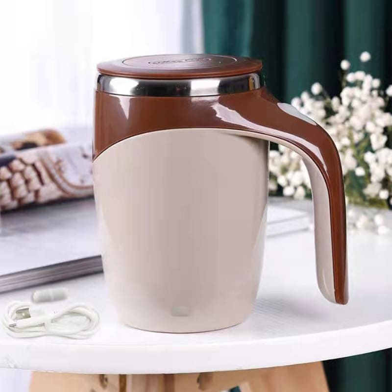 Caneca Térmica de Inox Portátil com Misturador 400ml - Marrom Casa Elège