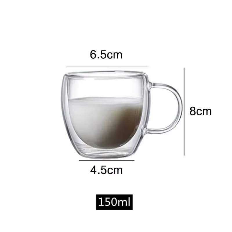 Caneca de Vidro com Parede Dupla para Café e Chá - 150ml Casa Elège